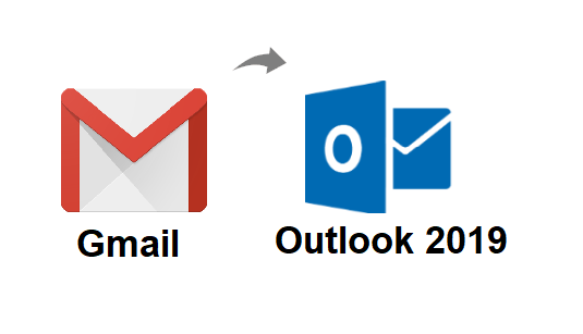 download emails from Gmail to Outlook 2019