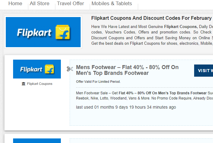 Flipkart Coupons - Get 50% off on Promo Codes & Deals.