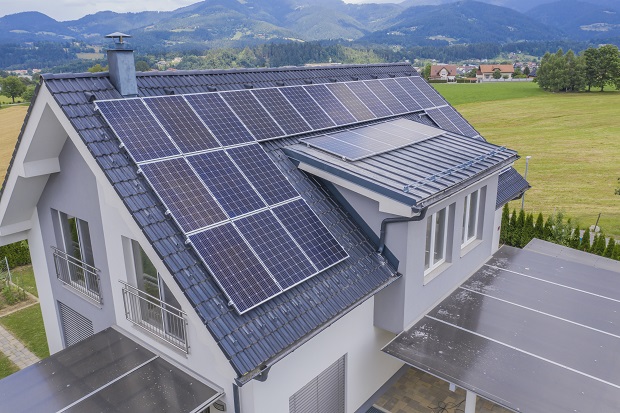 Solar panels installation on tile roof